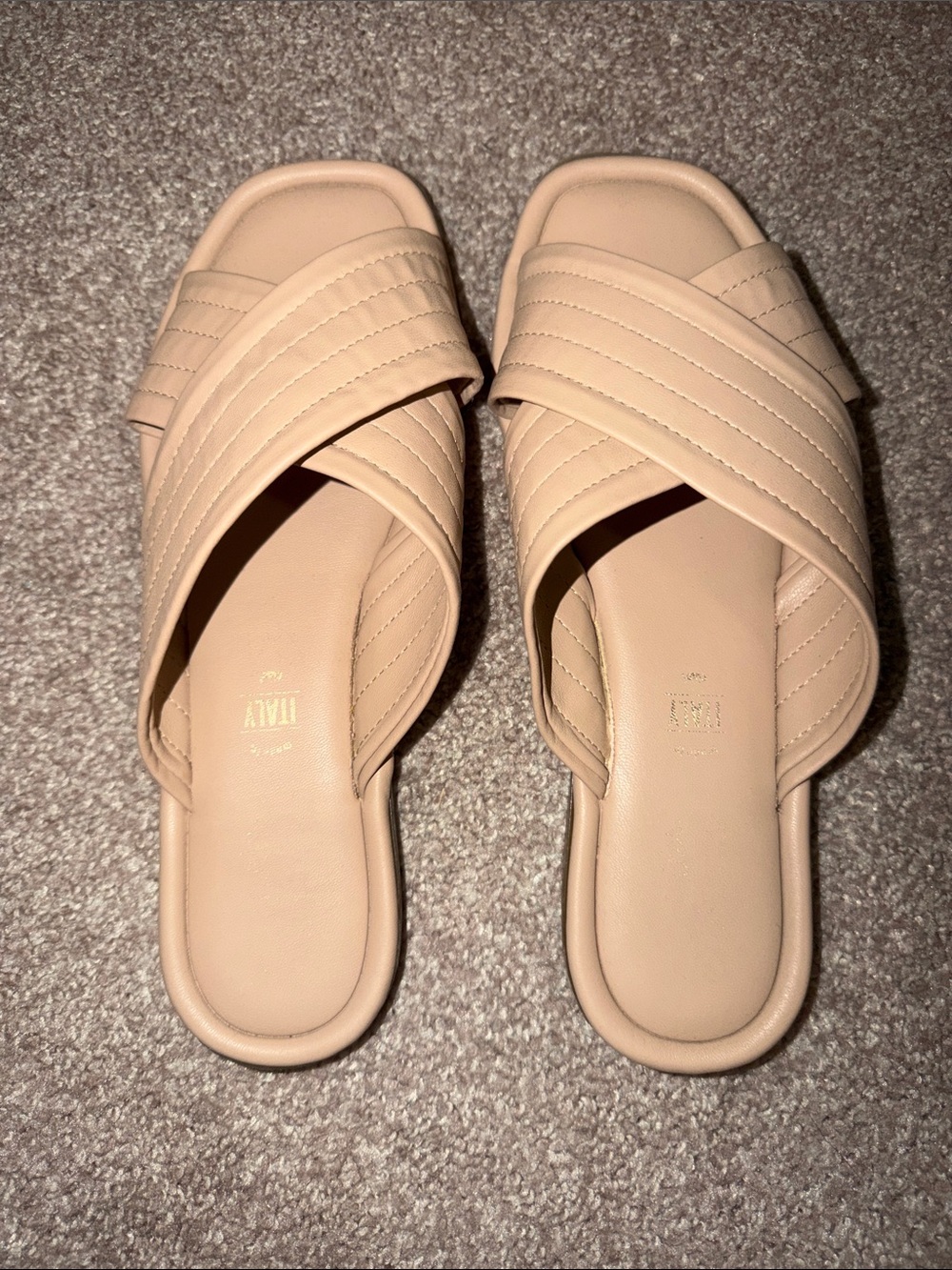 Blush Crisscross Slide Sandals